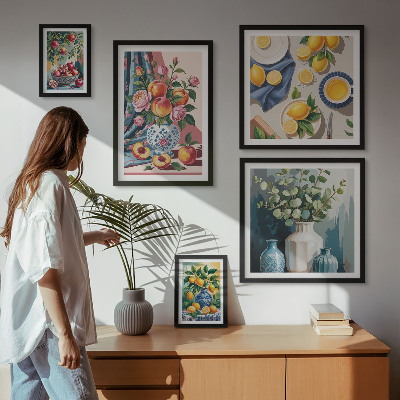 Polyptic înrămat Compoziții florale de fructe