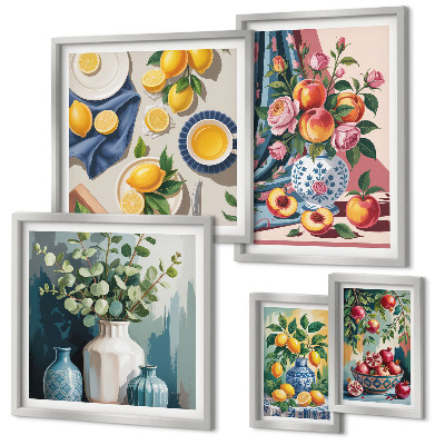 Polyptic înrămat Compoziții florale de fructe
