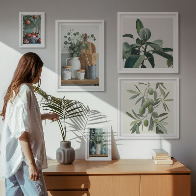 Decorațiune de perete set tablouri Plante scandinave naturale