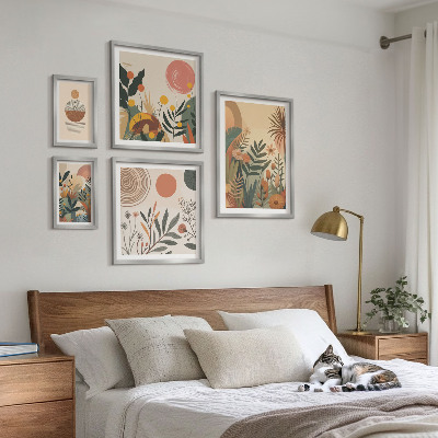 Polyptic înrămat Motive vegetale boho abstracte