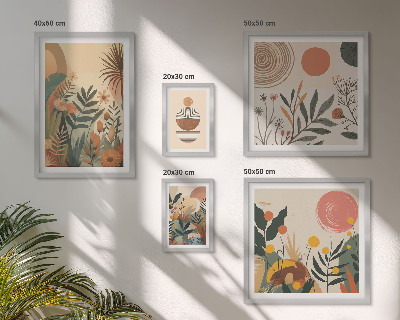 Polyptic înrămat Motive vegetale boho abstracte