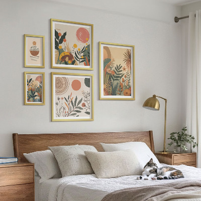 Polyptic înrămat Motive vegetale boho abstracte