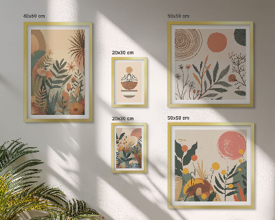 Polyptic înrămat Motive vegetale boho abstracte