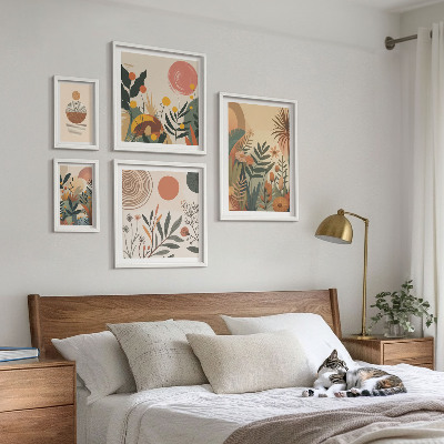 Polyptic înrămat Motive vegetale boho abstracte