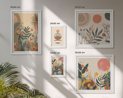 Polyptic înrămat Motive vegetale boho abstracte