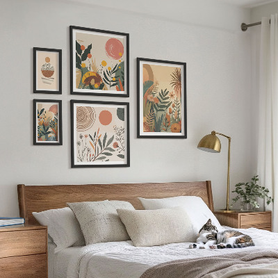 Polyptic înrămat Motive vegetale boho abstracte