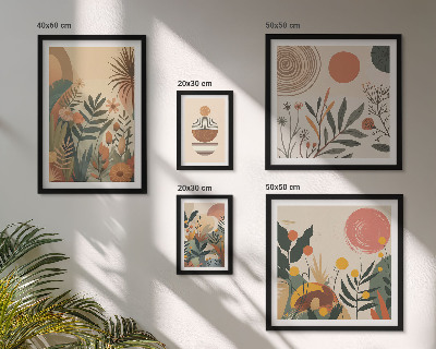 Polyptic înrămat Motive vegetale boho abstracte