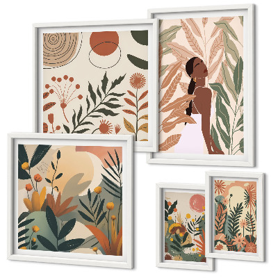 Decorațiune de perete set tablouri Stil boho cu o figură vegetală