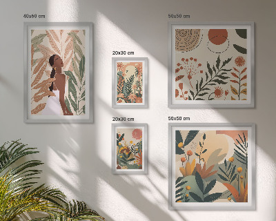 Decorațiune de perete set tablouri Stil boho cu o figură vegetală