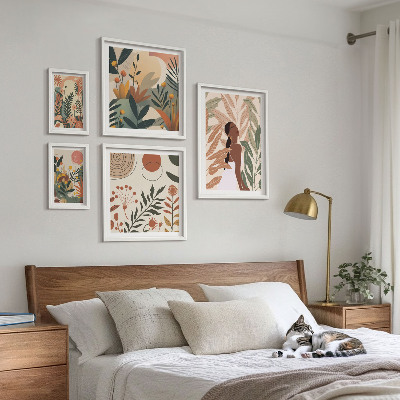 Decorațiune de perete set tablouri Stil boho cu o figură vegetală
