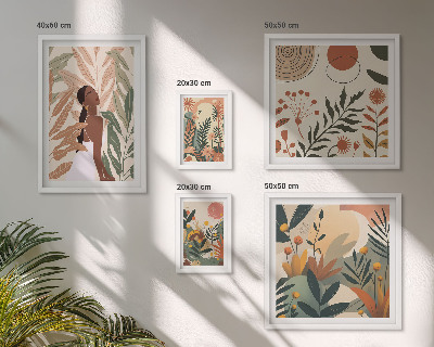 Decorațiune de perete set tablouri Stil boho cu o figură vegetală