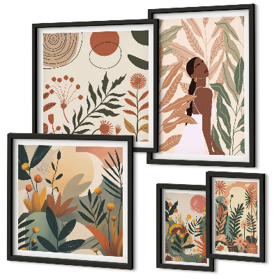 Decorațiune de perete set tablouri Stil boho cu o figură vegetală