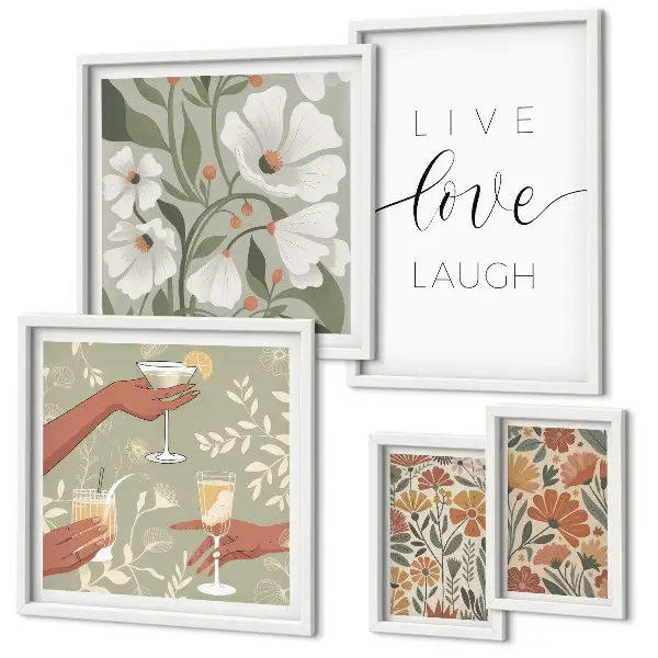 Set de tablouri decorative pentru perete cu sloganuri elegante și grafică florală