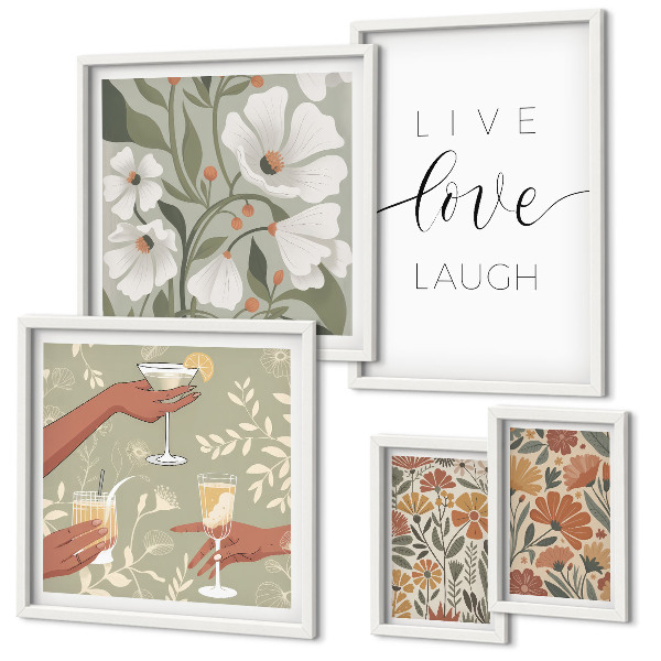 Decorațiune de perete set tablouri Sloganuri elegante cu grafică florală