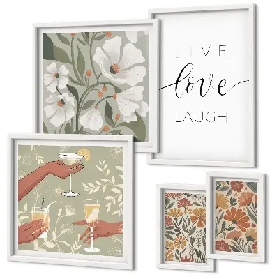 Set de tablouri decorative pentru perete cu sloganuri elegante și grafică florală