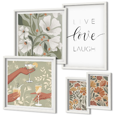 Decorațiune de perete set tablouri Sloganuri elegante cu grafică florală