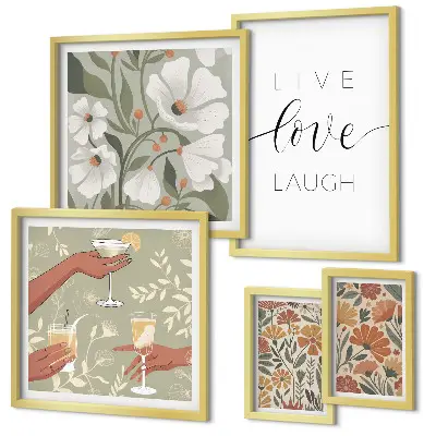 Set de tablouri decorative pentru perete cu sloganuri elegante și grafică florală