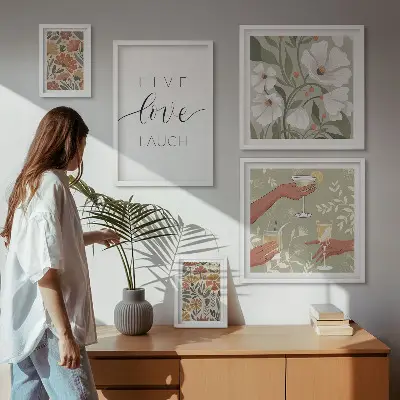 Set de tablouri decorative pentru perete cu sloganuri elegante și grafică florală