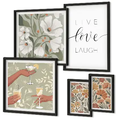 Set de tablouri decorative pentru perete cu sloganuri elegante și grafică florală