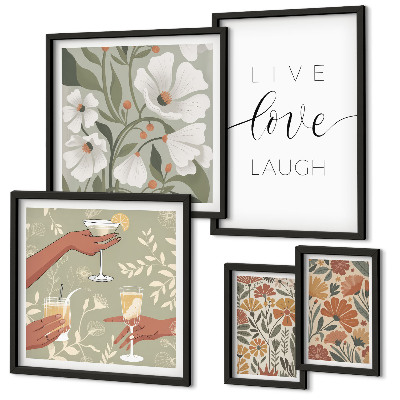 Decorațiune de perete set tablouri Sloganuri elegante cu grafică florală