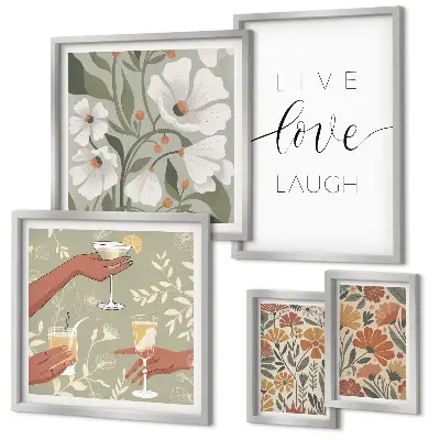 Set de tablouri decorative pentru perete cu sloganuri elegante și grafică florală
