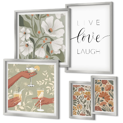 Decorațiune de perete set tablouri Sloganuri elegante cu grafică florală