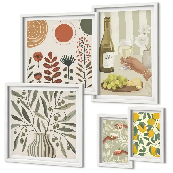 Decorațiuni elegante pentru vin polyptic înrămat