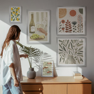 Polyptic înrămat Decorațiuni elegante pentru vin
