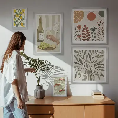 Decorațiuni elegante pentru vin polyptic înrămat