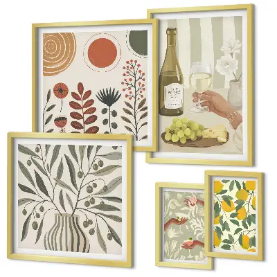 Decorațiuni elegante pentru vin polyptic înrămat