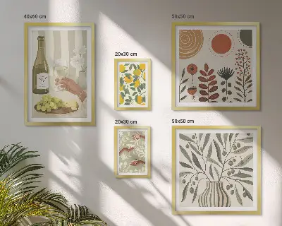 Decorațiuni elegante pentru vin polyptic înrămat