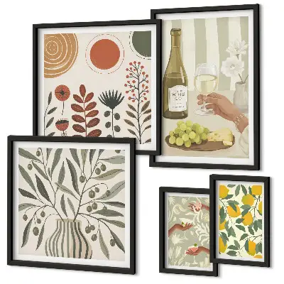 Decorațiuni elegante pentru vin polyptic înrămat
