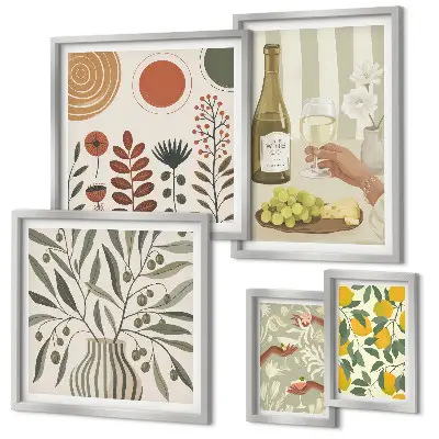 Decorațiuni elegante pentru vin polyptic înrămat