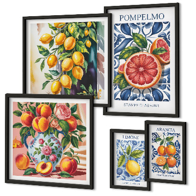 Decorațiune de perete set tablouri Citrice vintage însorite