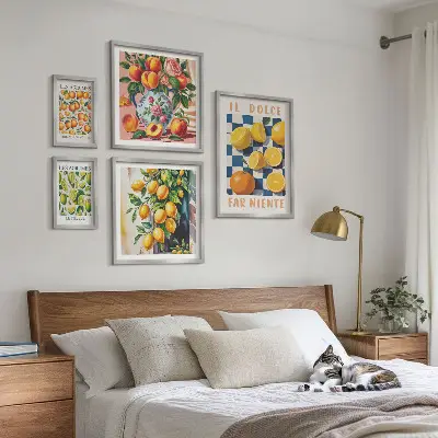 Set tablouri decorative de perete cu citrice în stil retro pentru bucătărie