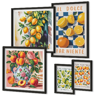 Decorațiune de perete set tablouri Citrice retro în bucătărie