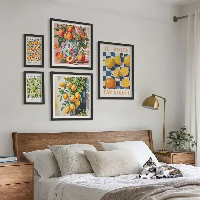 Set tablouri decorative de perete cu citrice în stil retro pentru bucătărie