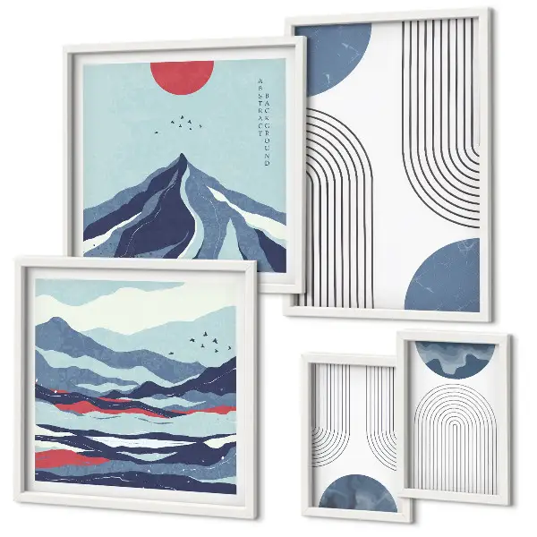 Set de tablouri decorative pentru perete cu imprimeu abstract geometric