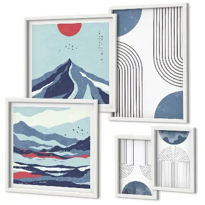 Set de tablouri decorative pentru perete cu imprimeu abstract geometric