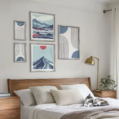 Set de tablouri decorative pentru perete cu imprimeu abstract geometric