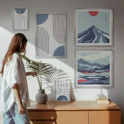 Set de tablouri decorative pentru perete cu imprimeu abstract geometric