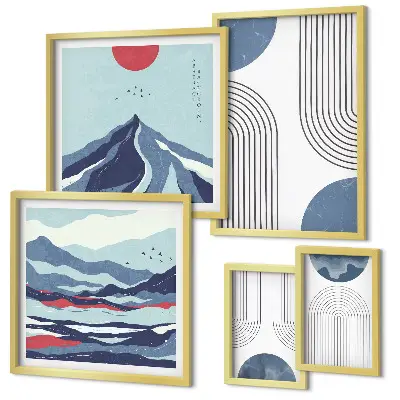 Set de tablouri decorative pentru perete cu imprimeu abstract geometric