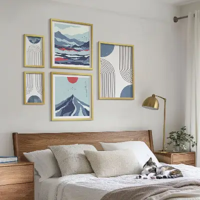 Set de tablouri decorative pentru perete cu imprimeu abstract geometric