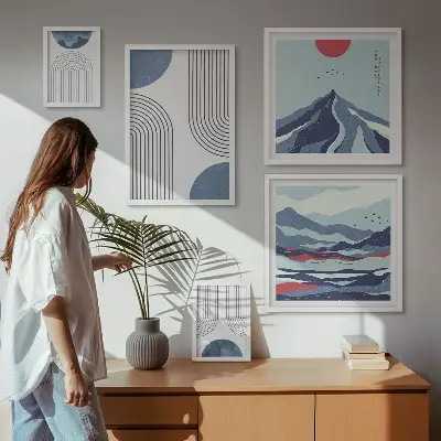 Set de tablouri decorative pentru perete cu imprimeu abstract geometric