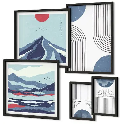 Set de tablouri decorative pentru perete cu imprimeu abstract geometric