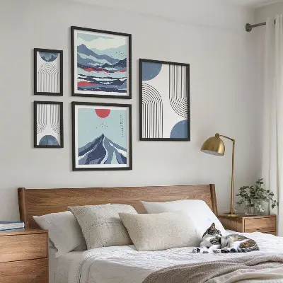 Set de tablouri decorative pentru perete cu imprimeu abstract geometric