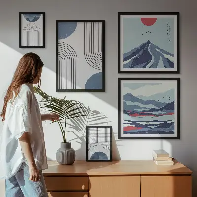 Set de tablouri decorative pentru perete cu imprimeu abstract geometric