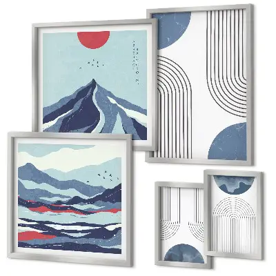 Set de tablouri decorative pentru perete cu imprimeu abstract geometric