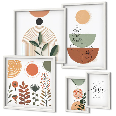 Polyptic înrămat Grafică elegantă cu plante și geometrie