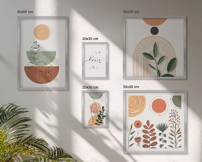 Polyptic înrămat Grafică elegantă cu plante și geometrie